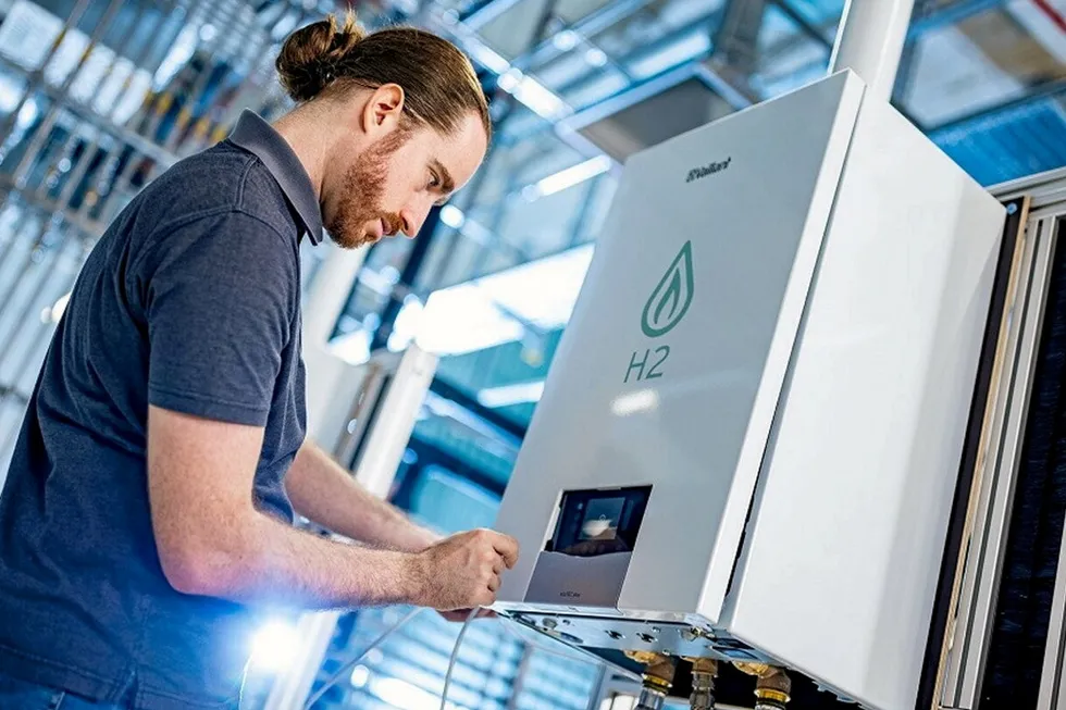A 100% H2 boiler developed by manufacturer Vaillant.