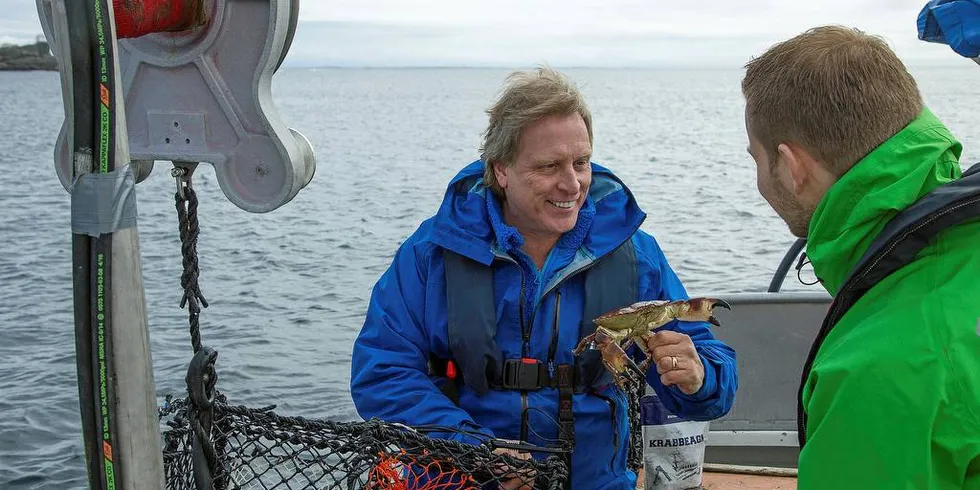 Sigurd Hansen, også kjent som Captain Sig, er stolt over sitt nyutviklede krabbeagn.Foto: STEINAR AAGOTNES