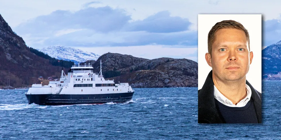 Prosjektdirektør Robert Dreyer Utheim (innfelt) slår fast at Noranett tredobler investeringene i år. Fergelading er noe av det som krever store investeringer i nett.