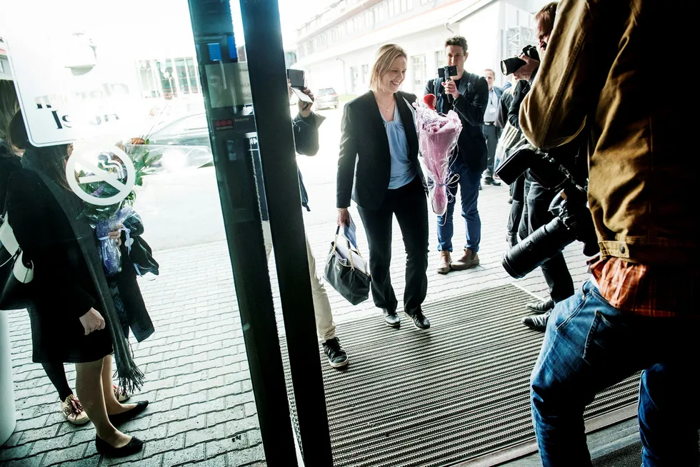 Sylvi Listhaug ser ikke noe problem med at hun er involvert i saken der en av hennes tidligere kunder er aktør. Her ankommer hun Frps landsmøte tidligere i år etter at hun ble statsråd.