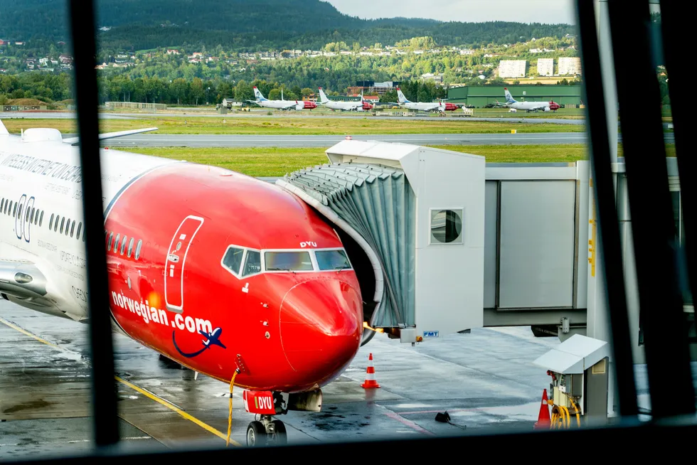 Norwegian-fly fotografert på Trondheim lufthavn Værnes.