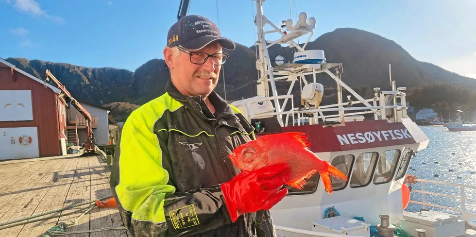 Milian Grønning på «Nesøyfisk» fikk en uvanlig fisk i garnene i helga.