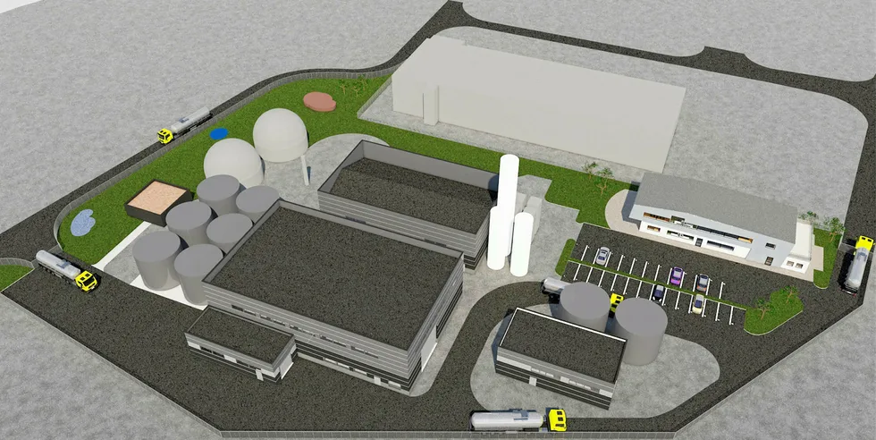 Skisse over det planlagte biogassanlegget på Stord.