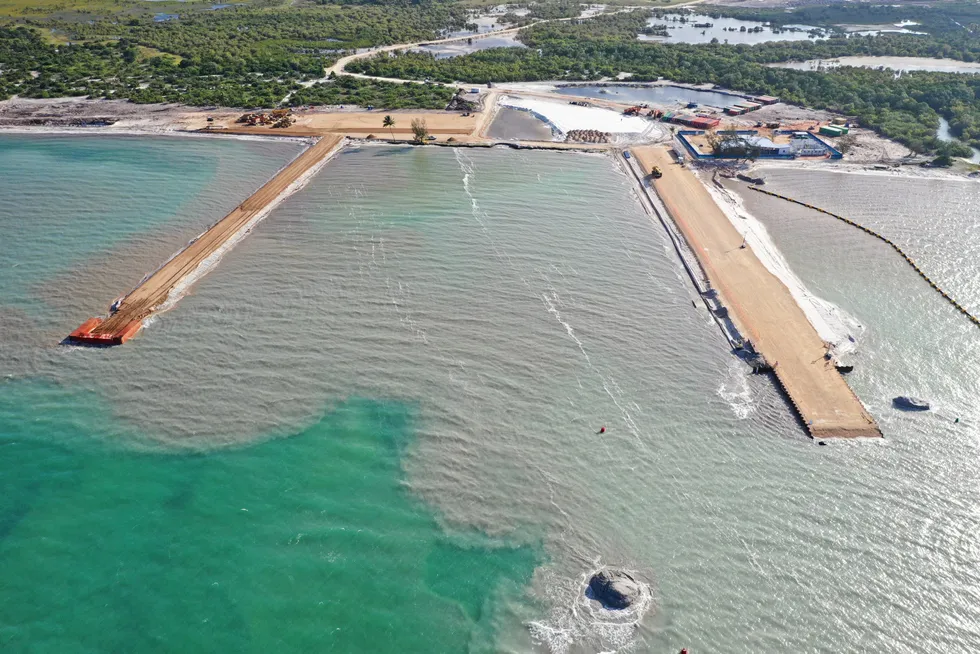 Supply route: early beach landing, left, and temporary beach landing at Afungi, Cabo Delgado in Mozambique