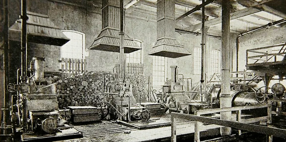 TIDLIG UTE: Et bilde fra tresliperiet viser at det var belysning ved anlegget allerede på 1800-tallet.