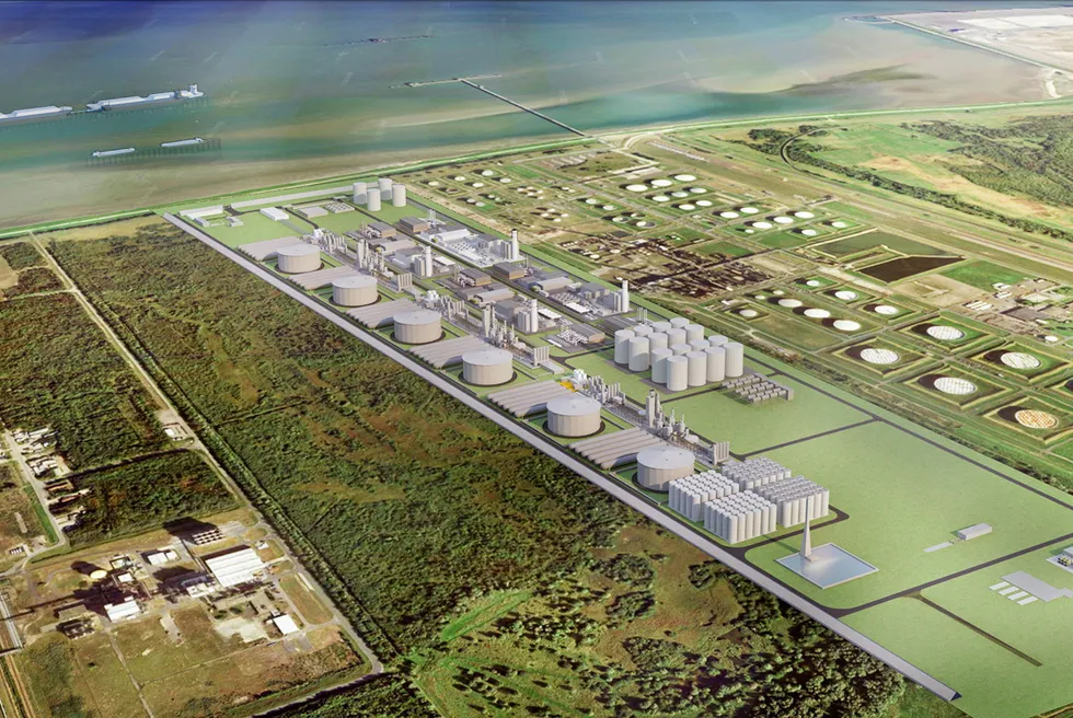 A rendering of the proposed 'green gas' terminal at Wilhelmshaven, Germany.