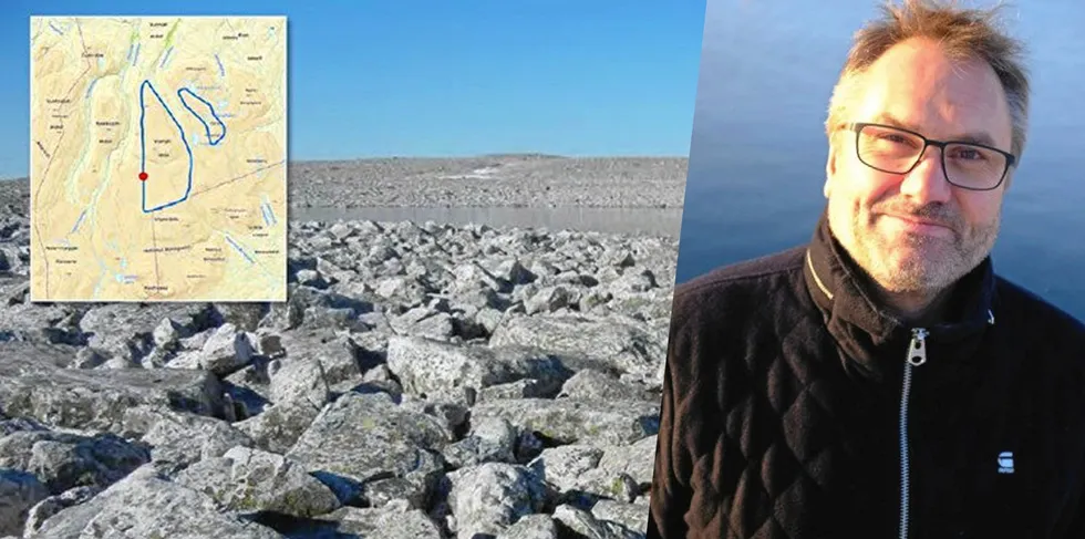 Det planlagte vindkraftanlegget Davvi (innfelt venstre) ligger i Lebesby kommune i Finnmark. – Det er ingen framdrift i saken, sier Harald Dirdal, prosjektutvikler i vindkraftselskapet Ny Energi.