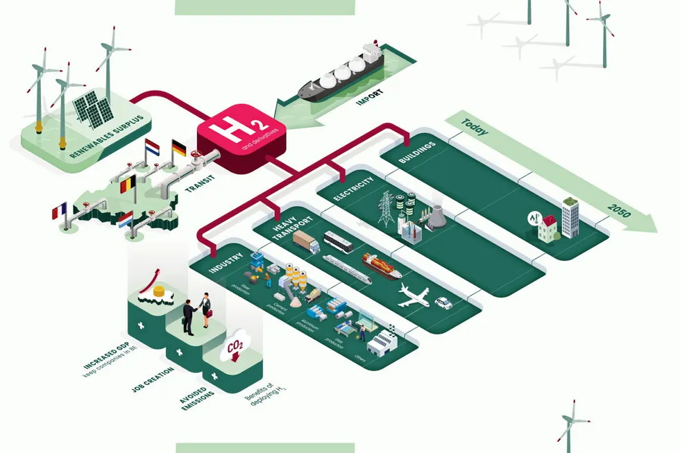 Image on the cover of the new Belgian hydrogen strategy document that illustrates Belgium's plans.