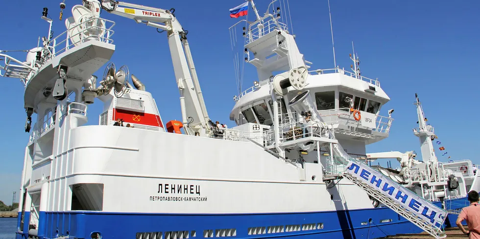 Kaliningrad-based Baltic shipyard Yantar on Aug. 26 delivered the Leninets, the first in a series of three trawler/seiners to Kamchatka-based V. Lenin Fishing Collective Farm.