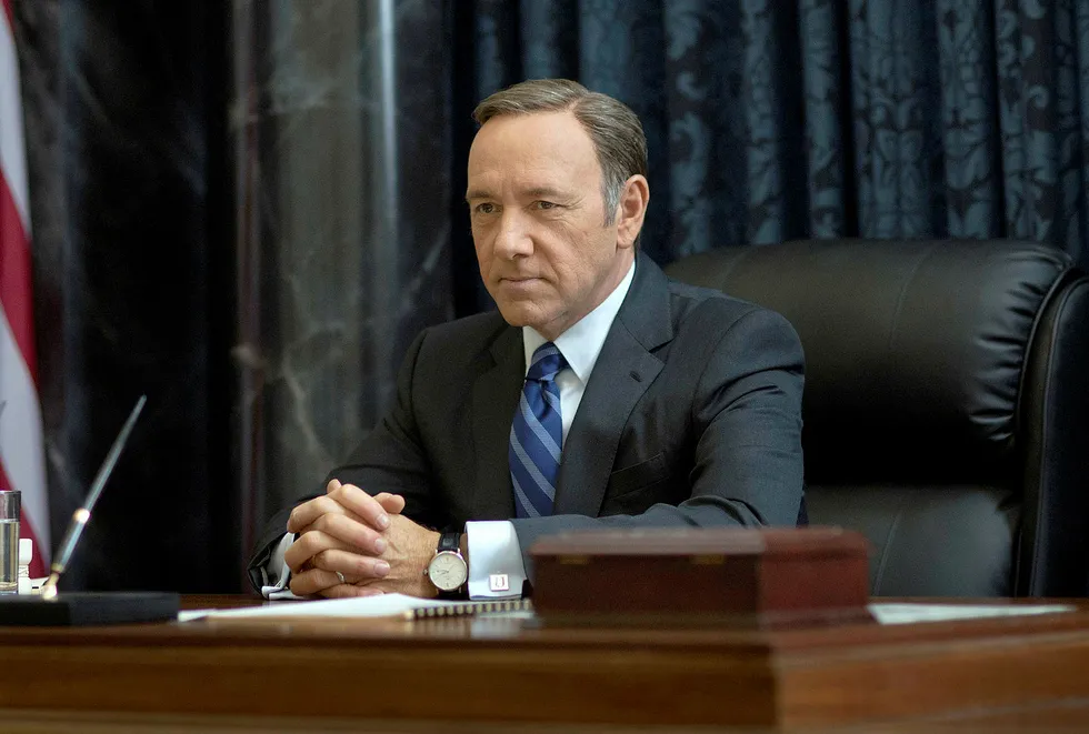 Kevin Spacey under innspillingen av sesong 2 av «House of Cards». Foto: Netflix