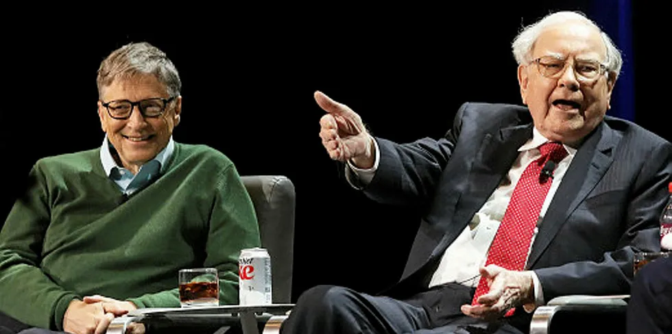 Warren Buffett (right) and Bill Gates at an event at Columbia Business School earlier this year