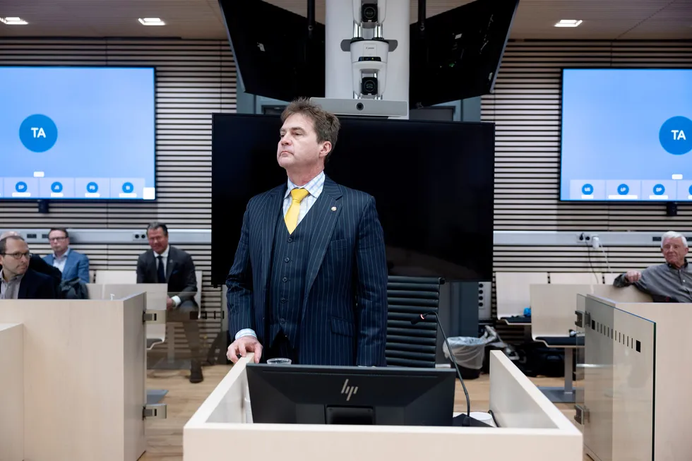 Craig Wright forklarer seg om en angivelig planlagt bøllekampanje mot ham, i vitneboksen i Oslo tingrett.