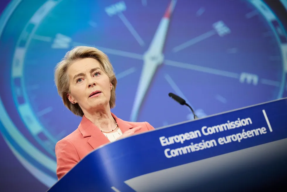 European Commissin President Ursula von der Leyen giving a press conference about the Competitive Compass earlier this week.