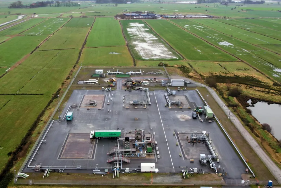 An aerial view of the hydrogen filling equipment at Storag Etzel's H2Cast facility.