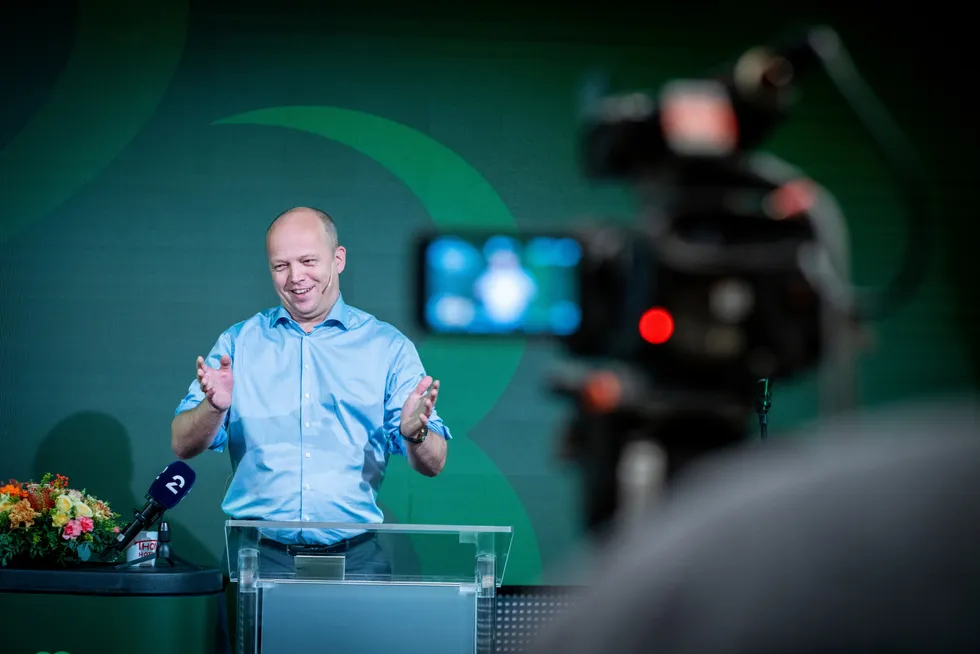 Partileder og finansminister Trygve Slagsvold Vedum under Sps landsstyremøte nylig.