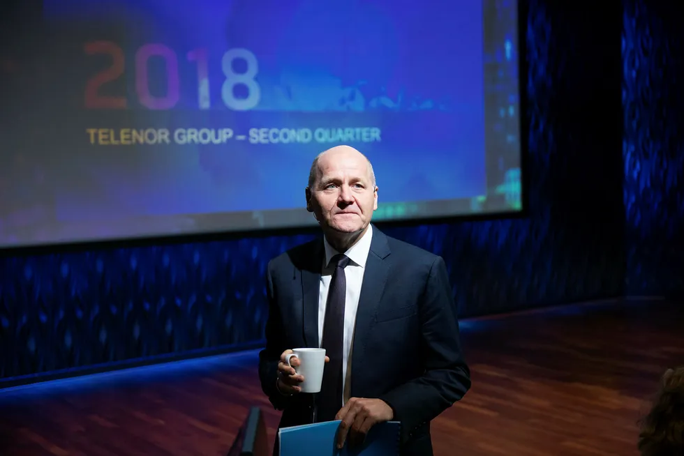Konsernsjef Sigve Brekke i Telenor la tirsdag morgen frem tallene for årets andre kvartal. Foto: Skjalg Bøhmer Vold