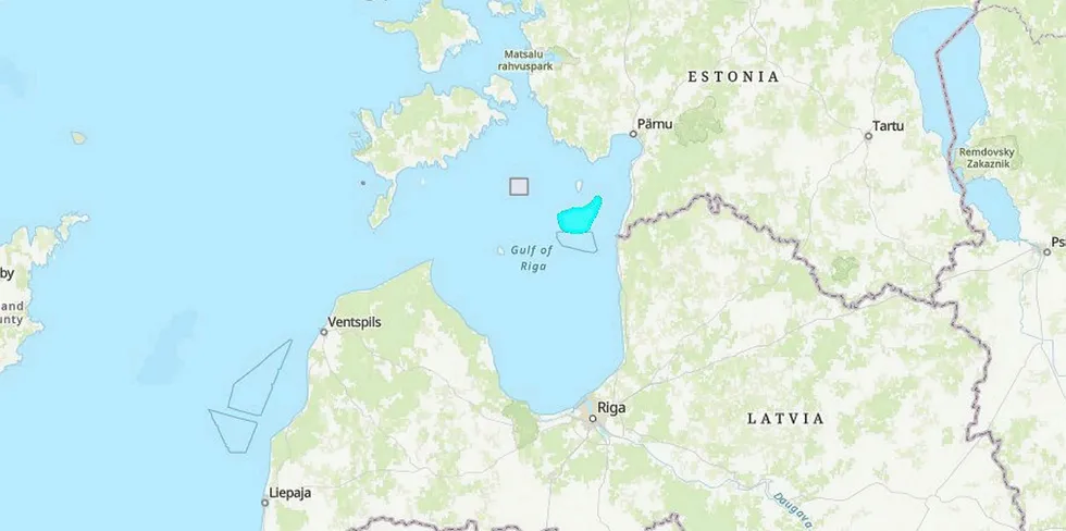 A map of the Gulf of Riga project (highlighted in turqoise) in Estonian waters. Homepage image, Estonia's capital, Tallinn, Christophe Pinard/Flickr.