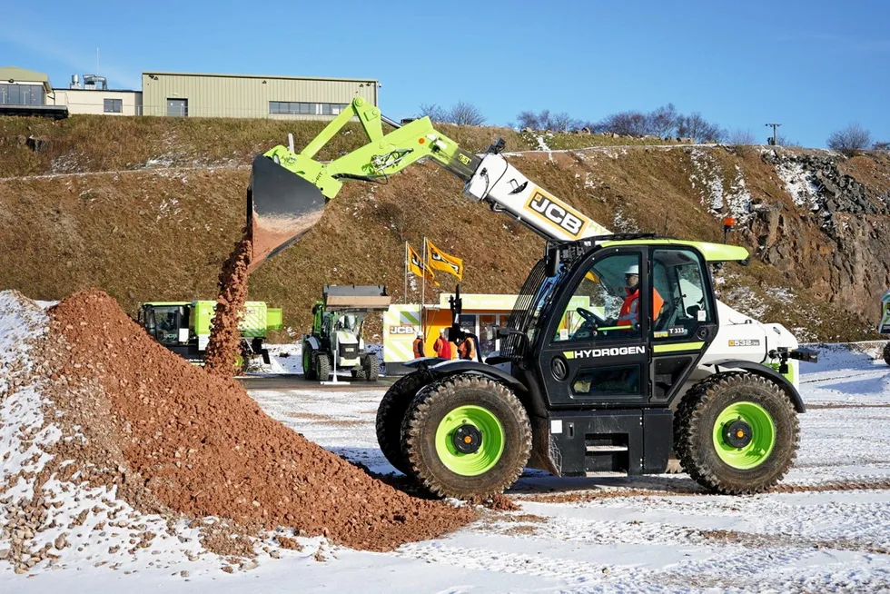 A JCB digger powered by a hydrogen engine.