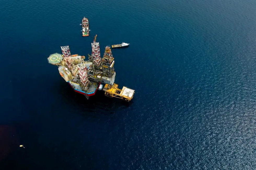 On target: The jack-up drilling rig Noble Resilient, formerly Maersk Resilient.