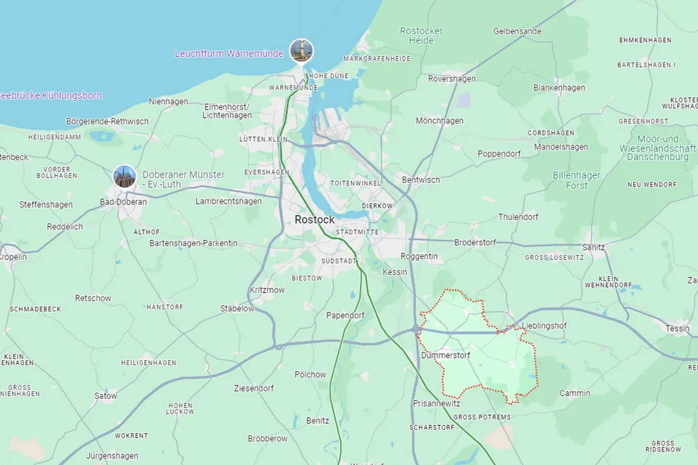 The location of the municipality of Dummerstorf, where Eternal Power's project is due to be built.