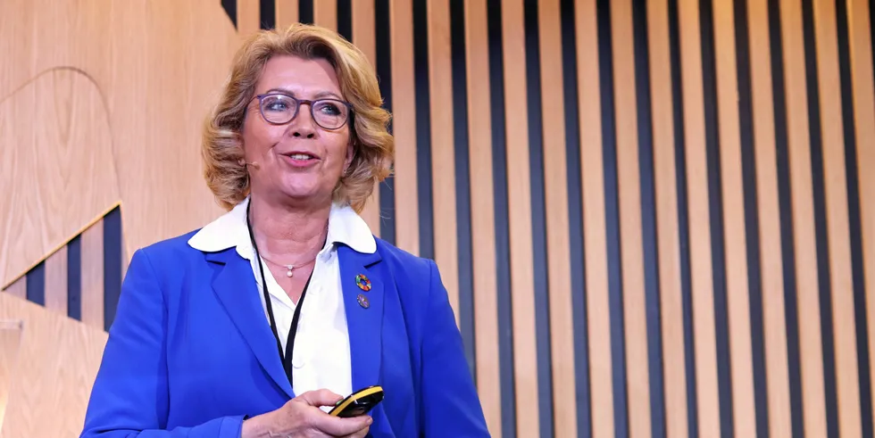 Leder for Fornybar Norge, Åslaug Haga, retter kraftig kritikk mot regjeringens klimapolitikk.