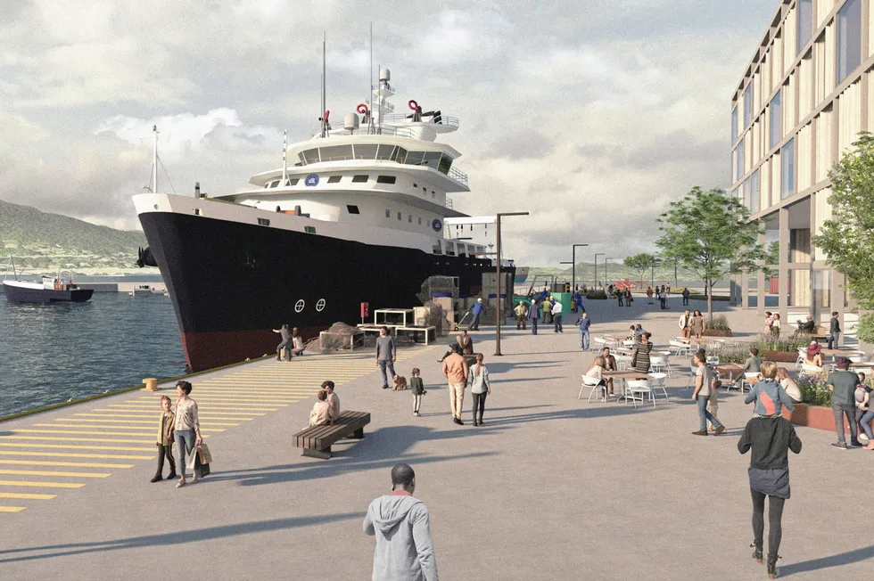 Illustrasjon frå planane om ny lokalisering av Havforskningsinstituttet.