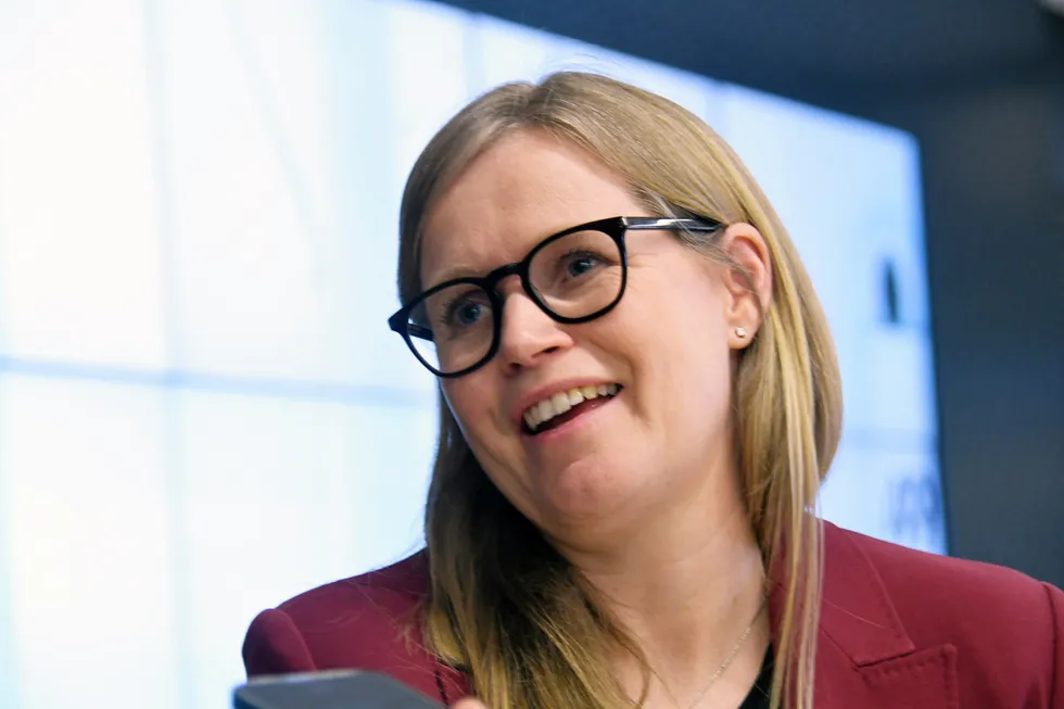 Konsernsjef i Statkraft Birgitte Ringstad Vartdal, her fotografert under presentasjon av selskapets kvartalsrapport 7. mai.