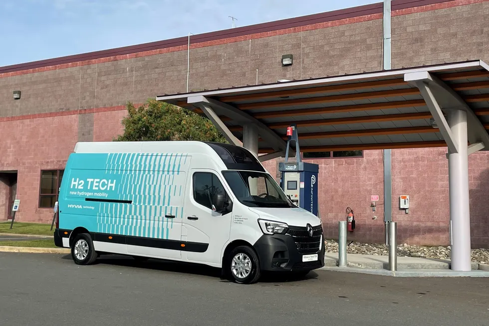 A prototype of the hydrogen-powered Renault Master van developed under the Hyvia joint venture.