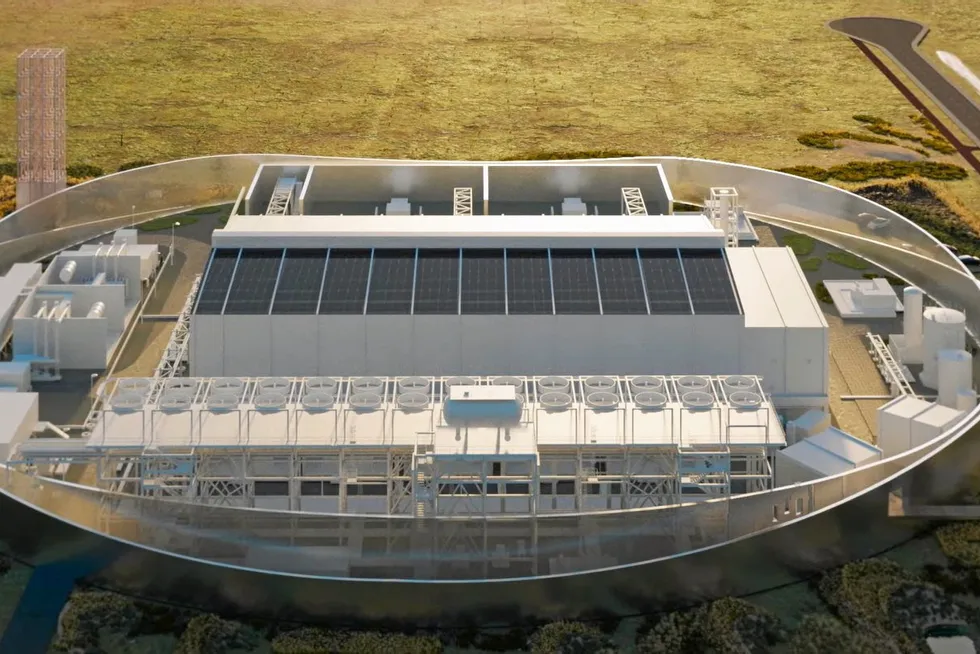 A rendering of Shell's Holland Hydrogen 1 electrolysis project, currently under construction in Rotterdam in the Netherlands