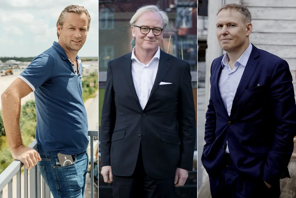 De tre sjømattoppene med høyest lønn og andre godtgjørelser. Fra venstre: Johan E. Andreassen (Atlantic Sapphire), Trond Williksen (Benchmark Holdings) og Ivan Vindheim (Mowi).