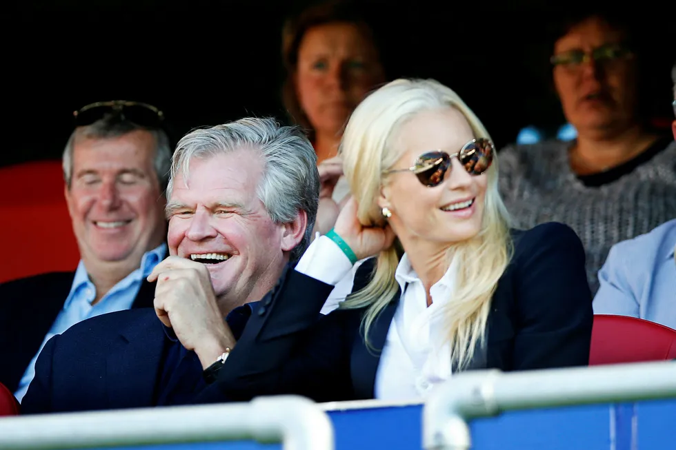 Tor Olav Trøim og Celina Midelfart under en eliteseriekamp mellom Vålerenga og Brann i fjor. Foto: Terje Pedersen/NTB Scanpix