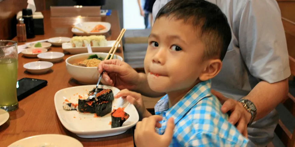 Illustrasjonsfoto fra en sushi-restaurant i Jakarta, Indonesia, et av mange land i Sørøst-Asia hvor laksekonsumet er økende.