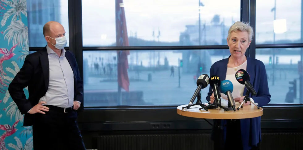 NHO-sjef Ole Erik Almlid og LO-leder Peggy Hessen Følsvik