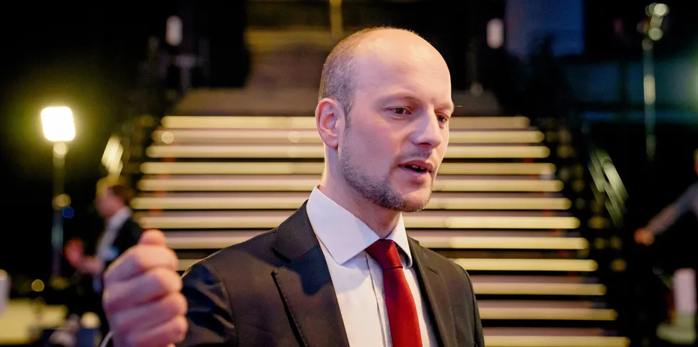 Georg Riekeles er assisterende direktør i European Policy Centre. Her er han avbildet under NHOs årskonferanse i 2023.