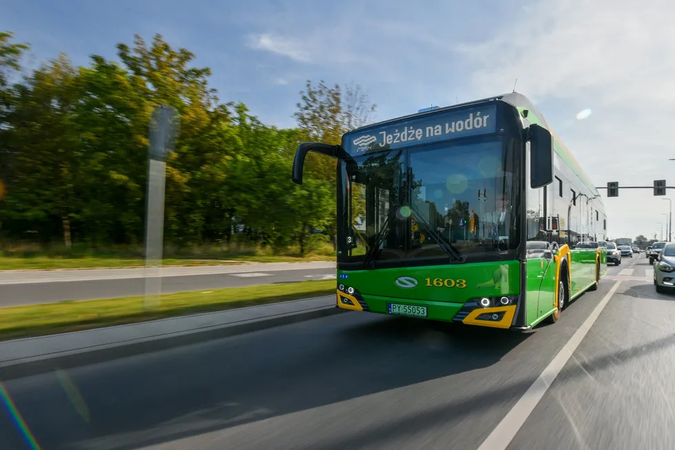 One of the 25 Solaris Urbino 12 buses in operation in Poznan, Poland.