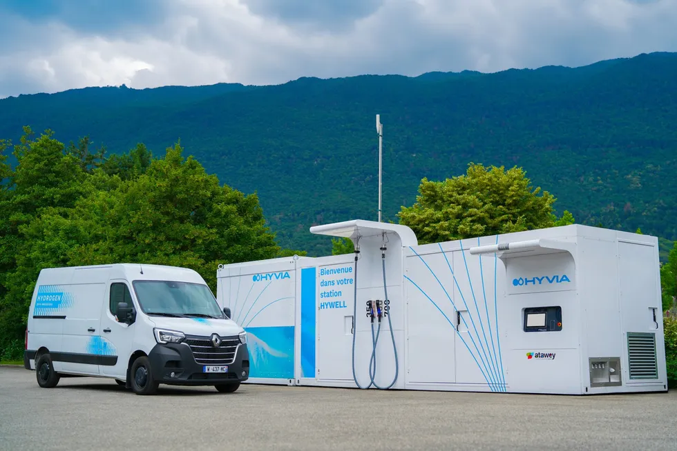 Hyvia hydrogen van outside filling station