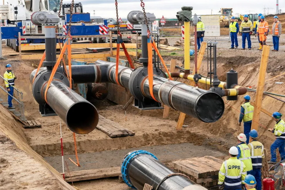A new pig lock installed during the conversion of an existing gas pipeline network to carry hydrogen, which Ontras has described as the starting point of its section of the core H2 network.