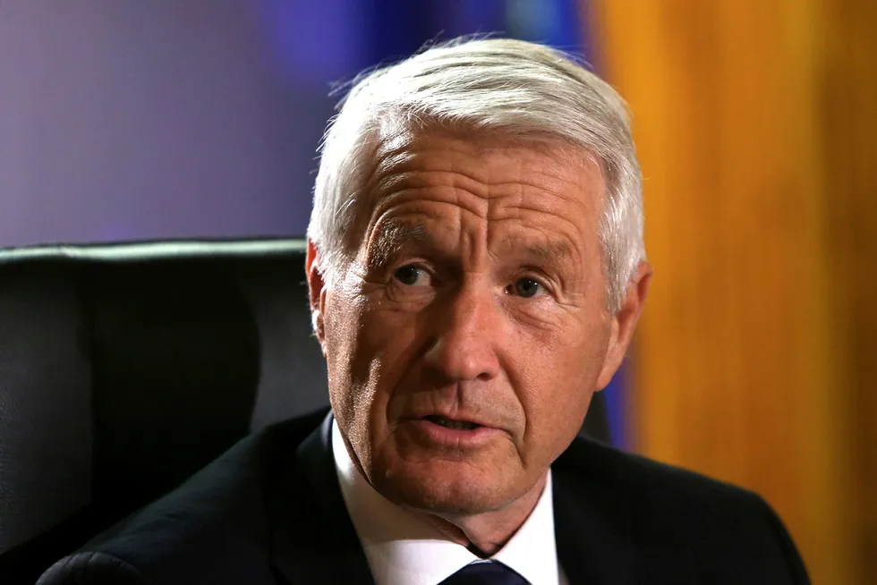 Europarådets generalsekretær Thorbjørn Jagland får svar på tiltale av norsk presse. Foto: Petros Karadjias/AP photo/NTB scanpix