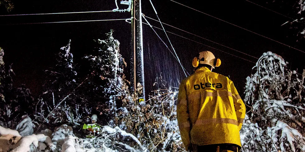 Kostbar vinter: Agder Energi hadde hendene fulle med å få strømmen tilbake etter mange snøfall i vinter.