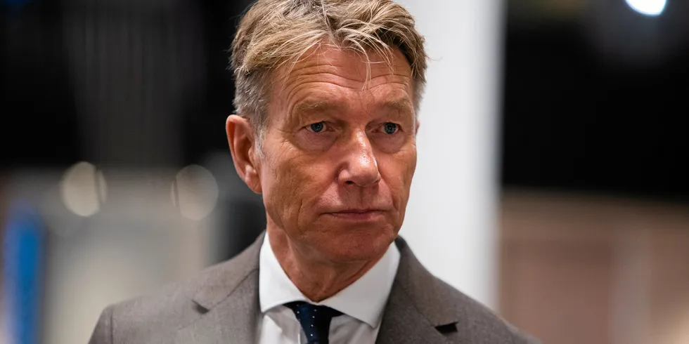 Olje- og energiminister Terje Aasland på Havvindkonferansen 2023 i regi av Norwegian offshore wind i Oslo onsdag.