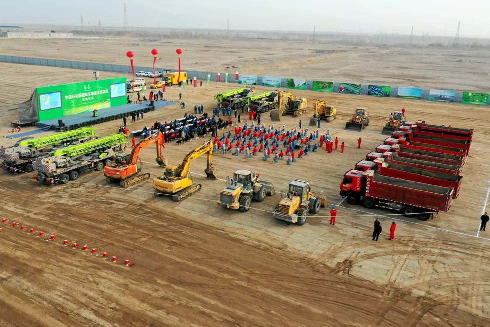 The ceremony that marked the start of construction at the 260MW Kuqa green hydrogen project, back in December 2021.