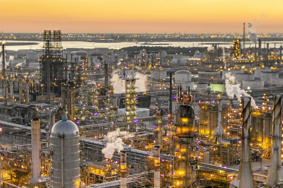ExxonMobil's sprawling Baytown refinery in Texas, where the oil giant is planning to produce blue hydrogen