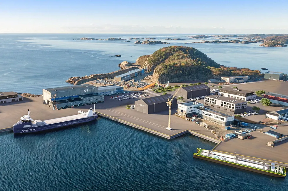 Slik ser Windport for seg deler av havneområdet i Mandal.