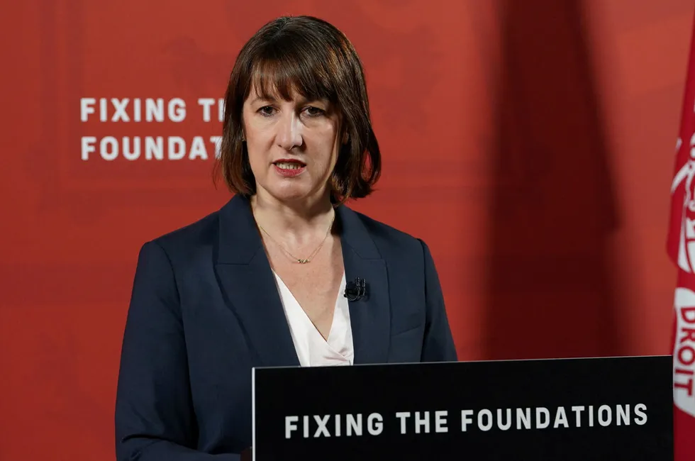 UK Chancellor of the Exchequer, Rachel Reeves, speaks at a press conference in London on 29 July