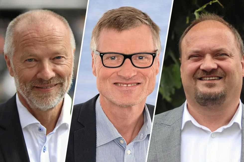 Fra venstre: Olav Botnen (Volt Power Analytics), Sigbjørn Seland (StormGeo) og Tor Reier Lilleholt (Volue).