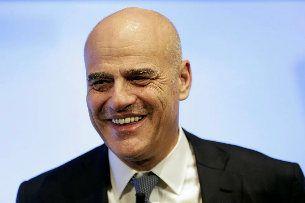 Announcing production start up: Eni chief executive Claudio Descalzi