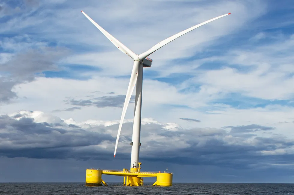 En turbin fra Kincardine flytende havvind park utenfor Skottland. Det er en slik turbinløsning Vårgrønn og Flotation Energy planlegger å bruke på Green Volt.