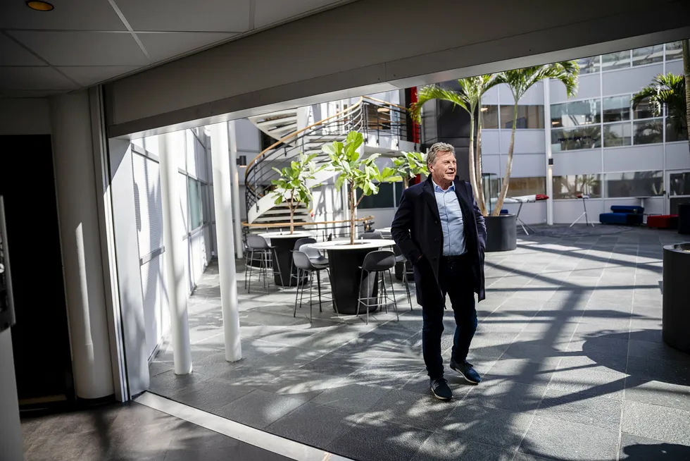 Bjørn H. Kise på Norwegians hovedkontor etter en generalforsamling 4. mai i år.