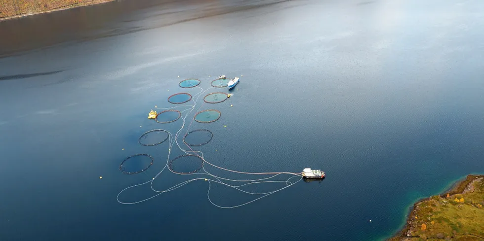 Bildet viser Grieg Seafood Finnmarks lokalitet Auskarnes i Loppa. Lokaliteten har ikkje tilknyting til denne saka.