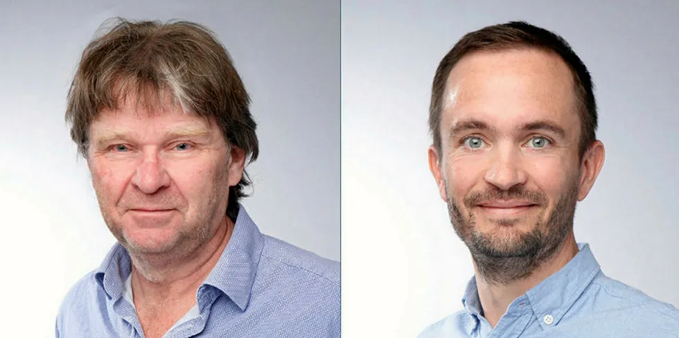 Ulf Møller (tv) tar over som næringspolitisk rådgiver for sluttbrukermarked i Energi Norge etter Lars Ragnar Solberg, som fra i dag av får en prosjektlederrolle med vekt på finansielle markedstjenester.